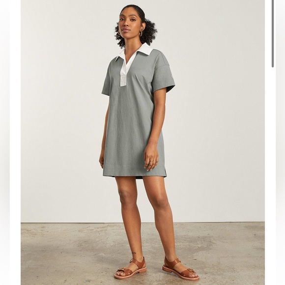 Everlane The Organic Polo Dress- Women’s Green/Gray Lightweight Dress M-L - Picture 1 of 9